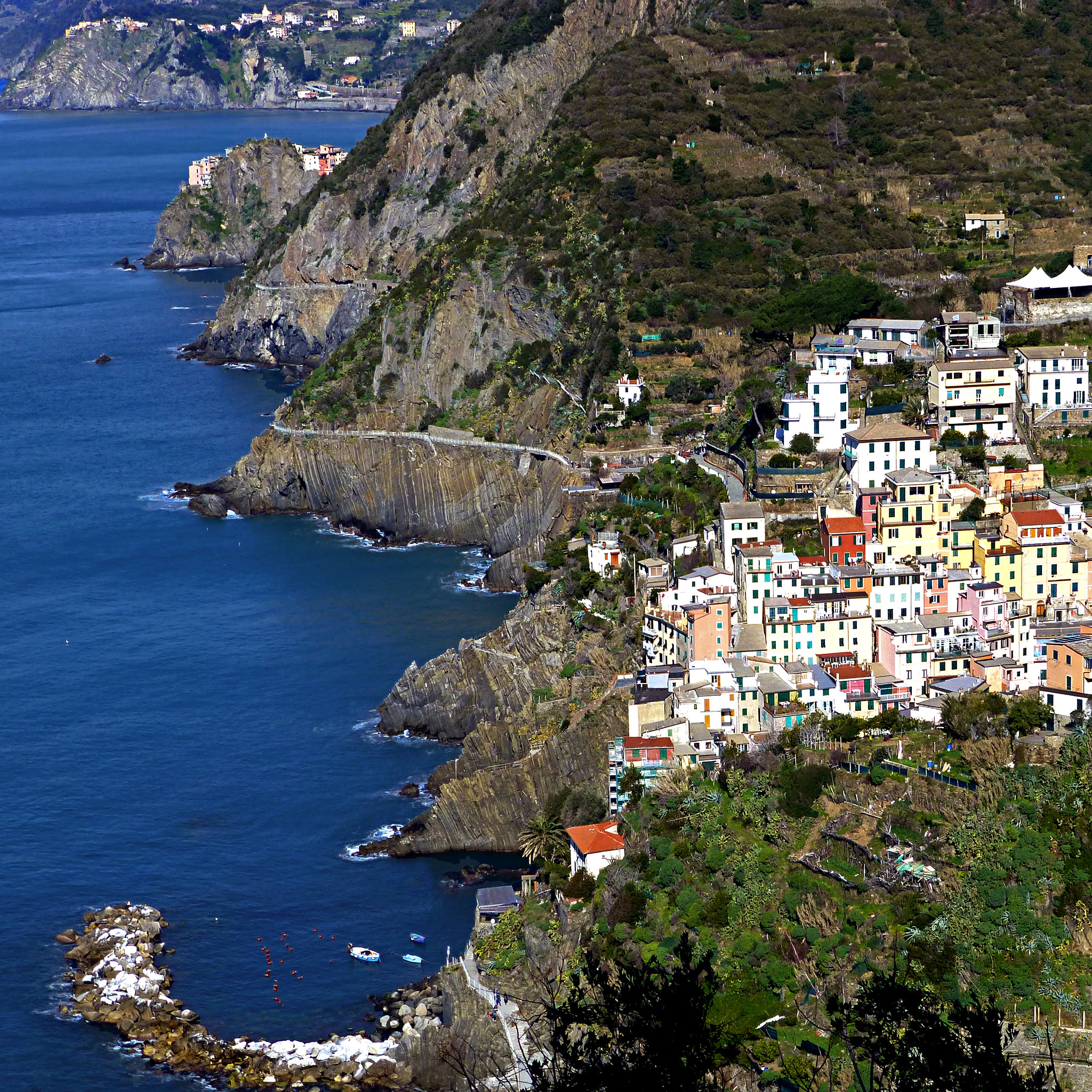 Village near a waterbody in Italy