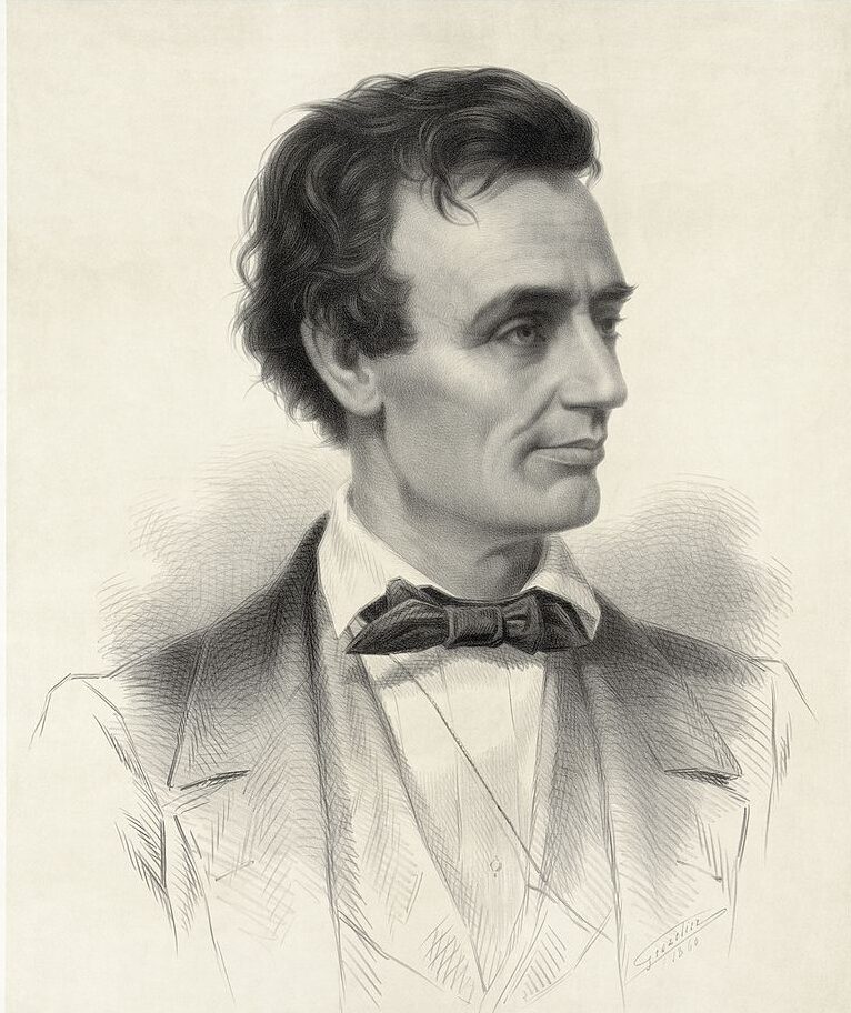 An 1860 lithograph of a young Lincoln